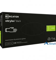 Рукавички нітрилові Nitrylex Black "S" без пудри, чорні (Mercator Medical), 50 пар/пак.